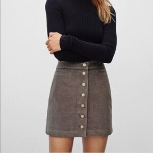 Aritzia Wilifred Free Karmen Corduroy Button Front Mini Skirt